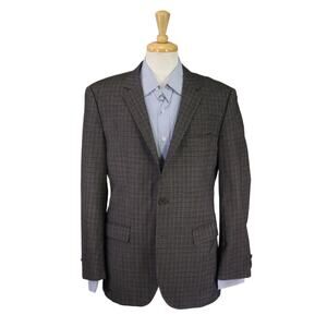 Hugo Boss The James4 Brown Black Blue Woven Check Wool Sportcoat Blazer 40R